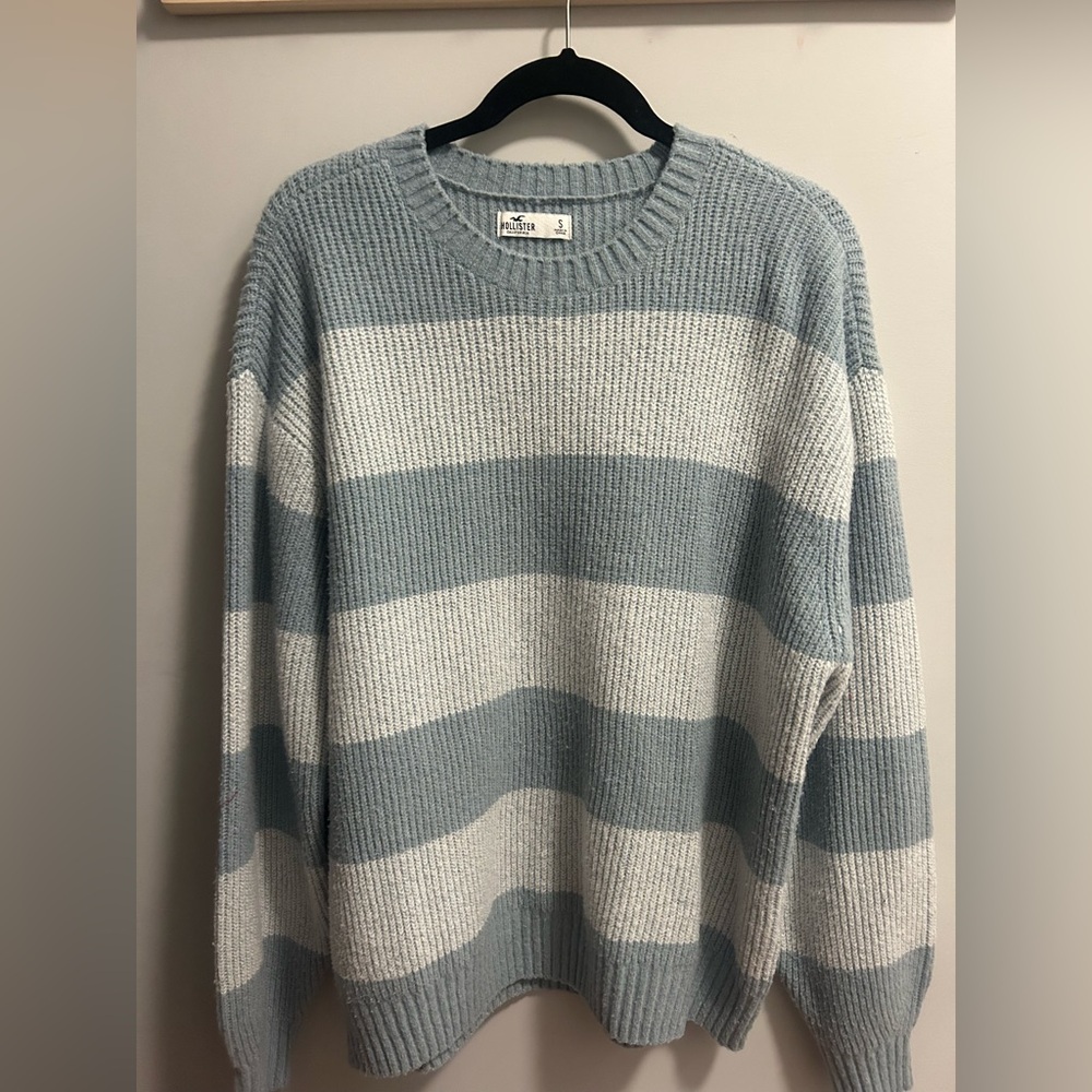Hollister Blue and White Striped Sweater
